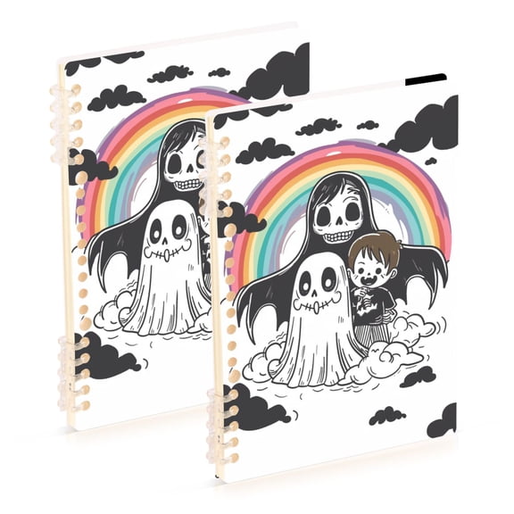 Rainbow Gost Ring Binder Notebook Journey Note Diary College Ruled Spiral Notebook Study Loose Leaf Paper A5 60 Pages