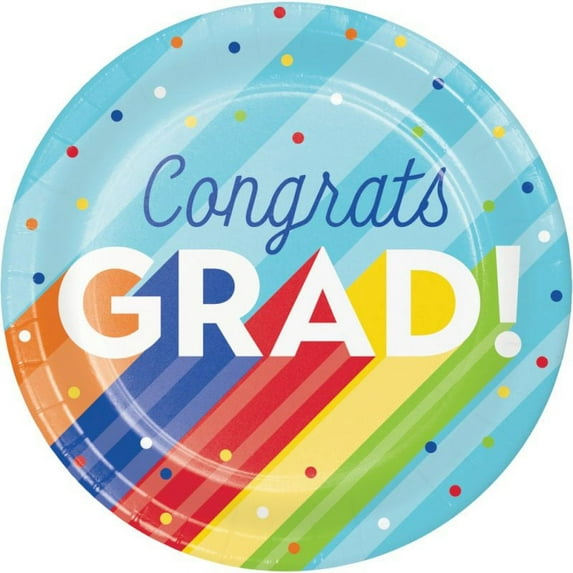 Rainbow Grad 9-inch Paper Plates 8 Per Pack