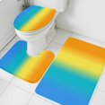 thumbnail image 1 of Rainbow Gradient Bathroom Rugs Set Abstract Blue Green Yellow Ombre Minimalist Non Slip Absorbent Soft Bath Mats 3 Piece Set with Bathroom Rug, U-Shaped Floor Mat, Toilet Seat Cover Small Size, 1 of 9