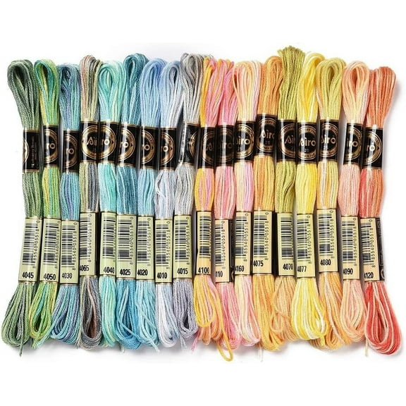 Rainbow Gradient Color Cross Stitch Floss Variegated Embroidery String 6 Strands Colorful Polyester Friendship Bracelet Needlepoint Yarn Thread for Sewing Bracelet Making Knitting Art Crafts