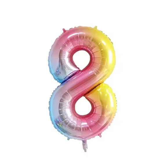 Rainbow Gradient Colorful Number Balloon Foil Balloon F07M1-77-8