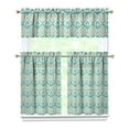 thumbnail image 1 of Rainbow Gradient Farmhouse Kitchen Curtains - 3 Piece Set with Valance & Tier Panels, Boho Watercolor Design, Rod Pocket Window Decor, 1 of 4