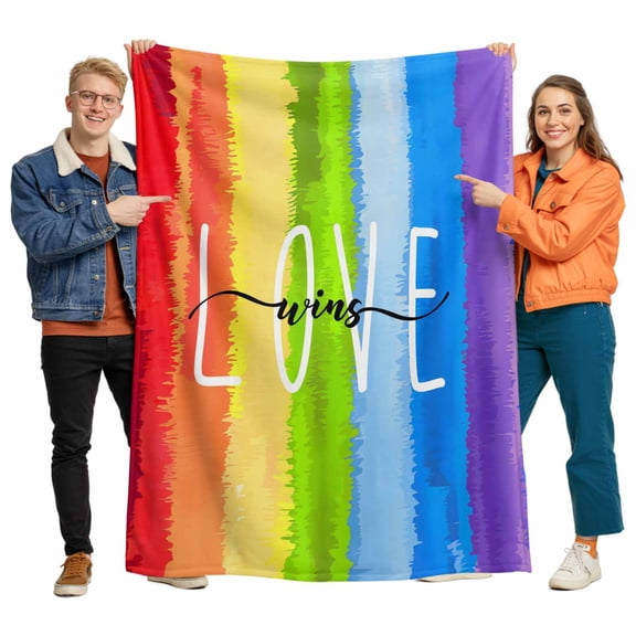 Rainbow Gradient Flannel Blanket for Bed,Travel and Camping, Love Wins Colorful Grass Texture Super Soft Cozy Blanket for All Seasons 30"x40"