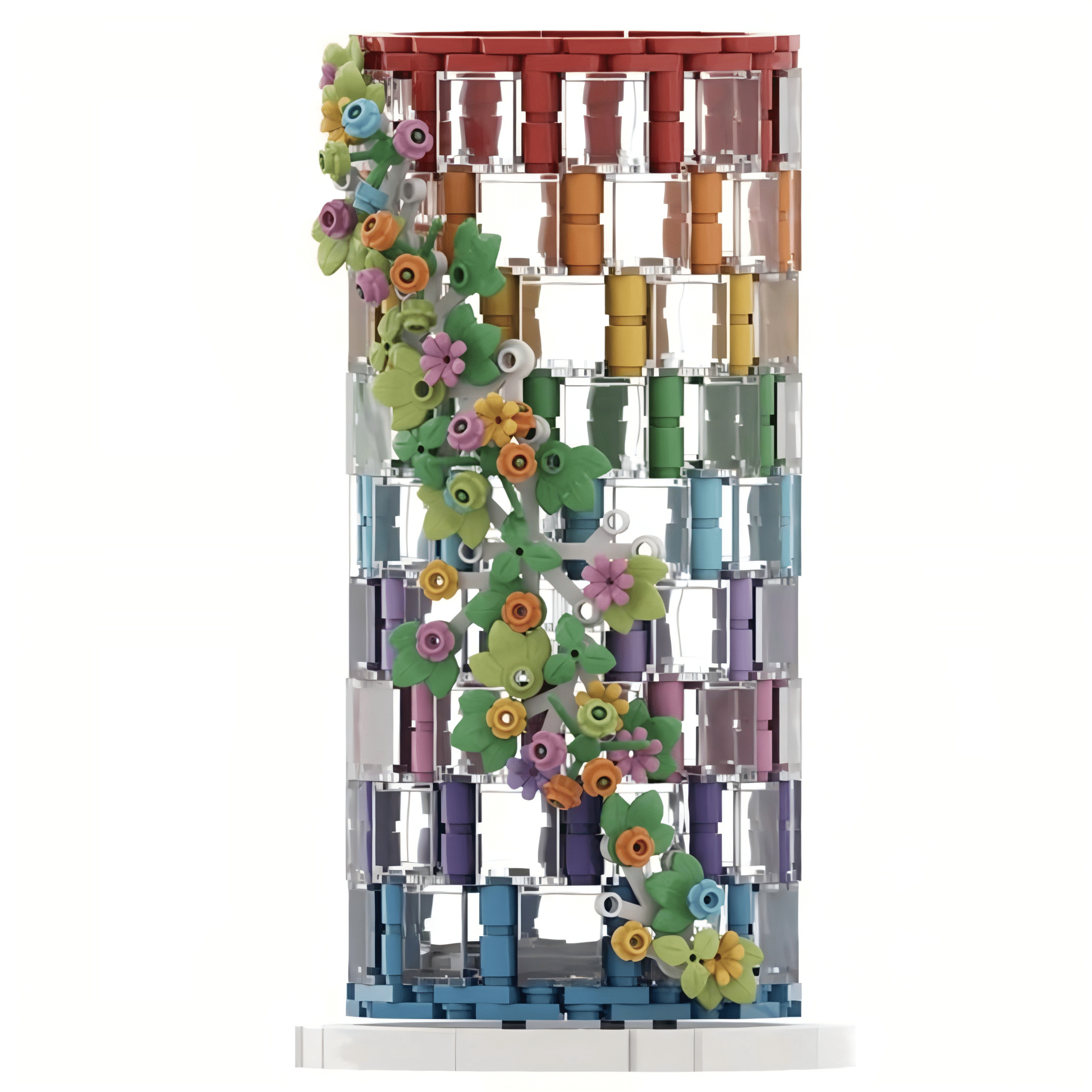 Rainbow Gradient Floral Vase Building Block Set, Creative Birthday Gift ...