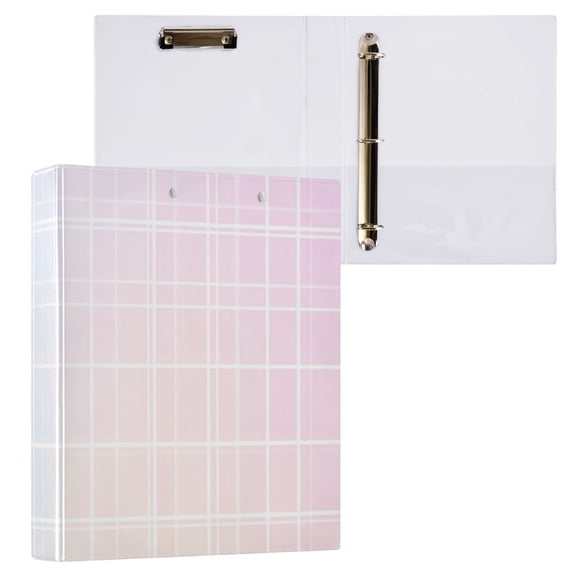 Rainbow Gradient Grid 3 Ring Binders 1.5 inch Hardcover File Folders with Interior Pockets A4 Size Organizer for School Office Hospital