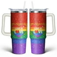 thumbnail image 1 of Rainbow Gradient Heart 30 Oz Tumbler with Handle Lid and Straw, Stainless Steel Double Walled Vacuum Insulated Cup, Cute Anniversary Wedding Birthday Gifts Tumbler for Women Men Friends Outdoor Indoor, 1 of 1