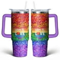thumbnail image 1 of Rainbow Gradient Heart 30 Oz Tumbler with Handle Lid and Straw, Stainless Steel Double Walled Vacuum Insulated Cup, Cute Anniversary Wedding Birthday Gifts Tumbler for Women Men Friends Outdoor Indoor, 1 of 1