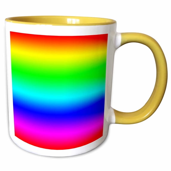 3drose, Rainbow Gradient Horizontal, 11oz Two-tone Yellow Mug