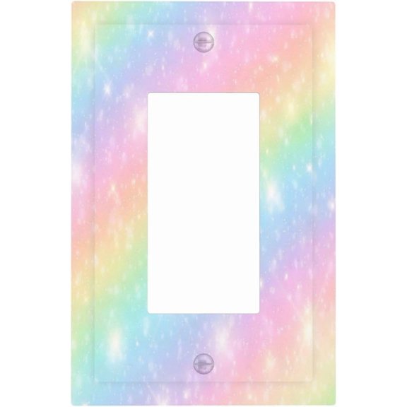 Rainbow Gradient Pastel Girly Colorful Iridescent 1 Gang Light Switch Plate Cover Single Rocker Outlet Wall Plate Decorative Electrical Receptacle Faceplate for Bathroom Kitchen Bedroom