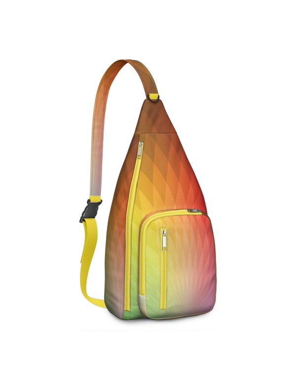 Rainbow Gradient Sling Backpack - Colorful Ombre Watercolor Design Shoulder Bag, Anti-Theft Daypack for Students