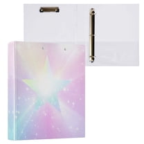 Rainbow Gradient Stars 3 Ring Hardcover Binders 1.5in Round Rings for Letter-Size Folder Paper Organizer Pockets for Office Student Recipe