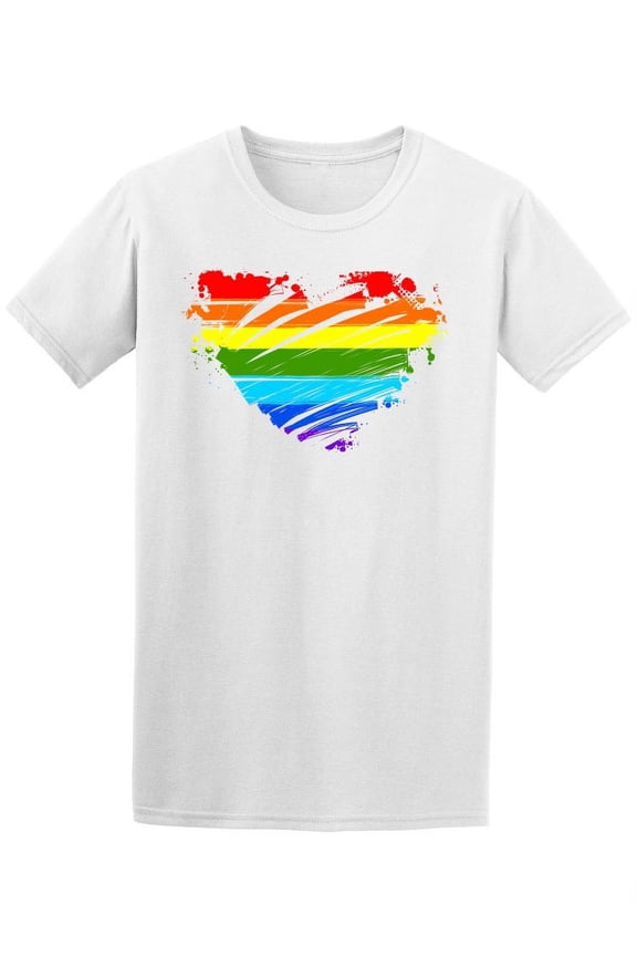 Rainbow Grunge Heart T-Shirt Men -Image by Shutterstock, Male 3X-Large