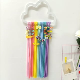 Urbalabs Cloud Rainbow Girls Bow Holder 16 Inch Wooden Hairbow Holder  Organizer Hairpins Bow Storage Hanger Wood Hair Storage Wall Hanger for  Little Girl Hair Bows Holder Made In USA (16 Inch) 