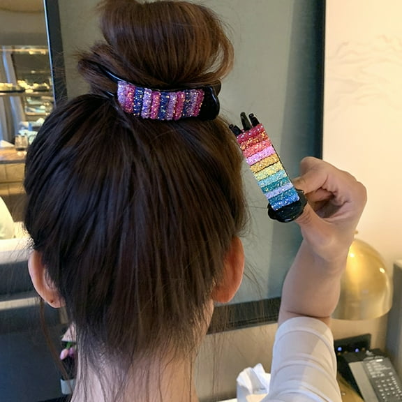 Rainbow Hair Clips Acrylic Ponytail Holder Bundle Hair Claws Women Girls Lazy Hair Accessories for Thick and Thin Hair