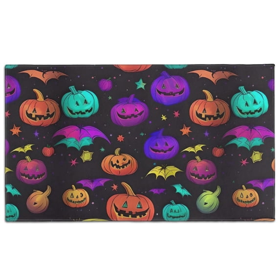 Rainbow Halloween Pumpkins Pattern Door Rugs,Washable Non Slip Door Mats Indoor,Decorative Door Mats,Entry Mat Indoor for Entrance,Bedroom,Kitchen,Bathroom,17"x30"