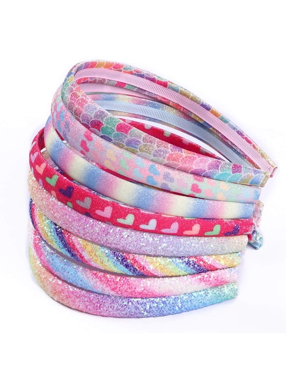 Rainbow Headbands 8 Pcs Sweet Hairband Children Head Bands For Girls Sequin Printed Heart Headband Kids Hair Piece