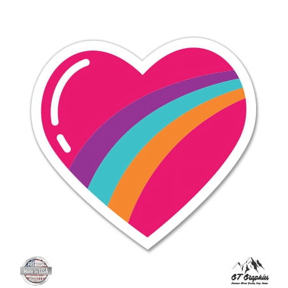 Rainbow Heart - 5" Vinyl Sticker - For Car Laptop I-Pad - Waterproof Decal