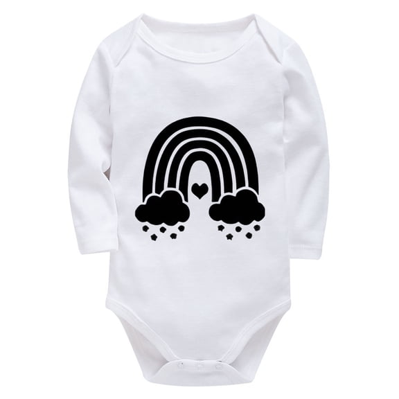 Rainbow Heart Baby Onesie Boy Long Sleeve Baby Girl Bodysuit Long Sleeve White Baby Bodysuits 0-3 Months