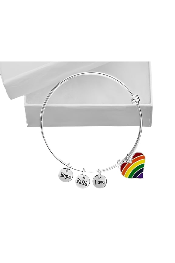Rainbow Heart Gay Pride Retractable Charm Bracelets