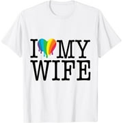 Rainbow Heart I Love My Wife T-Shirt Gay Pride Apparel