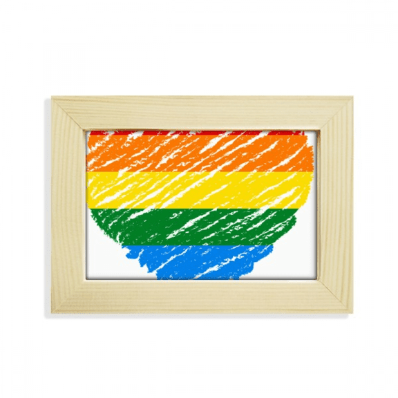 Rainbow Heart LGBT Desktop Decorate Photo Frame Picture Art Painting 5x7 inch