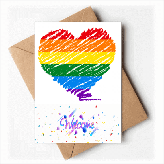Rainbow Heart LGBT Welcome Back Greeting Cards Envelopes Blank