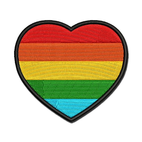 Rainbow Heart LGBTQ Love Applique Multi-Color Embroidered Iron-On Patch - 3 Inch Medium