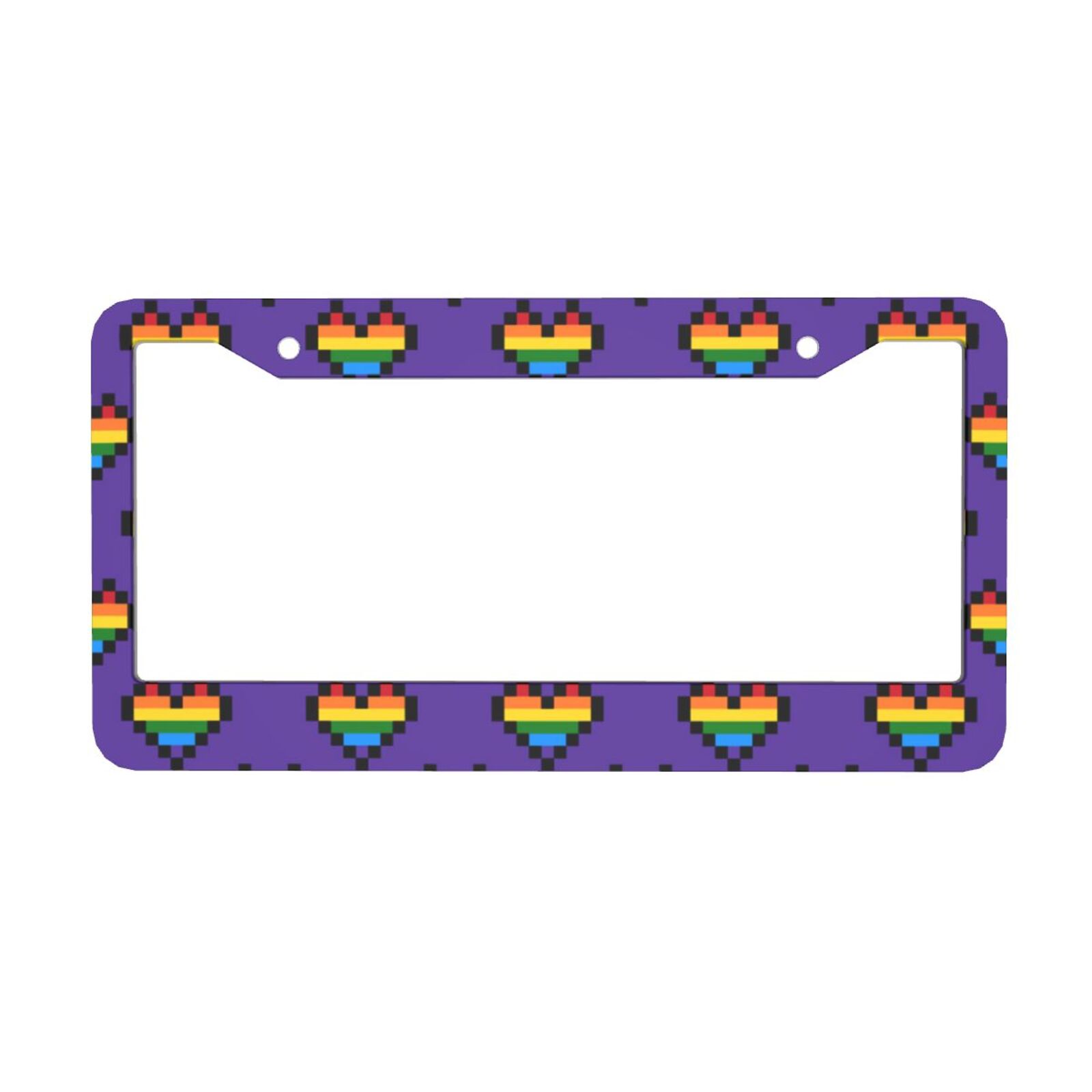 Rainbow Heart Pixel Art LGBT Car License Plate Frame Aluminum ...
