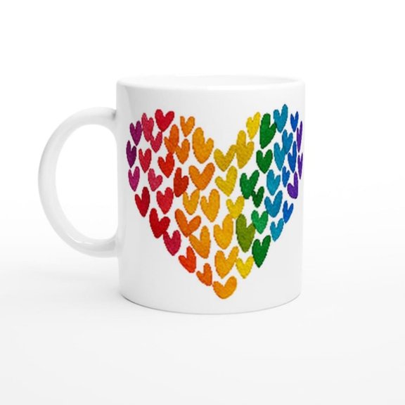 Rainbow Heart Pride Mug - Ceramic Coffee Cup - BTQ+ Love is Love.jpg