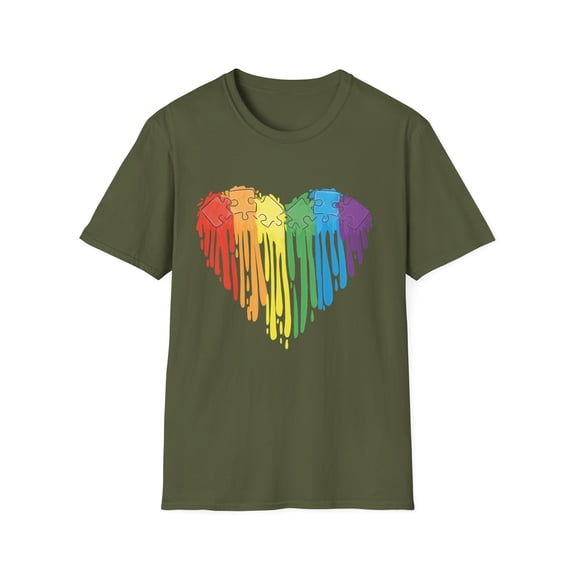 Rainbow Heart Puzzle Autism Awarness Graphic Tshirt