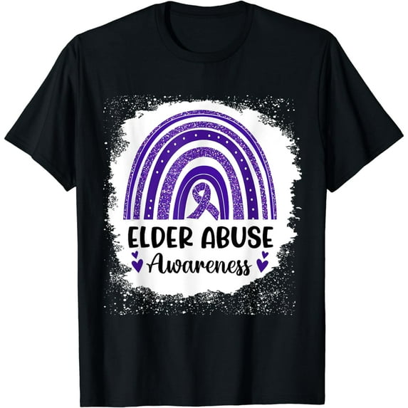 Rainbow Heart Ribbon Elder Abuse Awareness T-Shirt