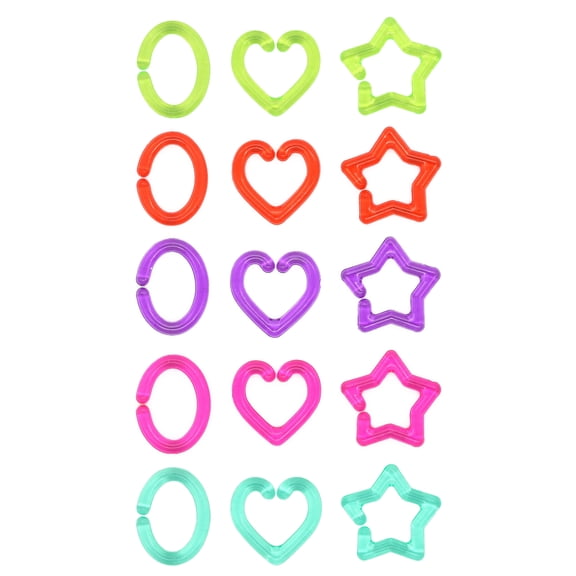 Rainbow Heart - Star & Circle Chain Links by Creatology â€“ 15mmâ€“18mm Assorted Shape Links for Jewelry Making - Crafts & DIY Projects - 12 Pack