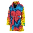 thumbnail image 1 of Rainbow Heart Tie Dye Women Bathrobe One Size Univeral Fits, Rainbow Colorful Fashion Lightweight Plush Fleece Long Robe For Women, 1 of 3