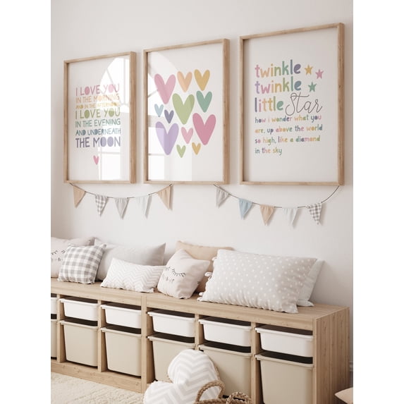 Rainbow Heart Twinkle Little Star Bedroom Decorative Nursery Poster ...