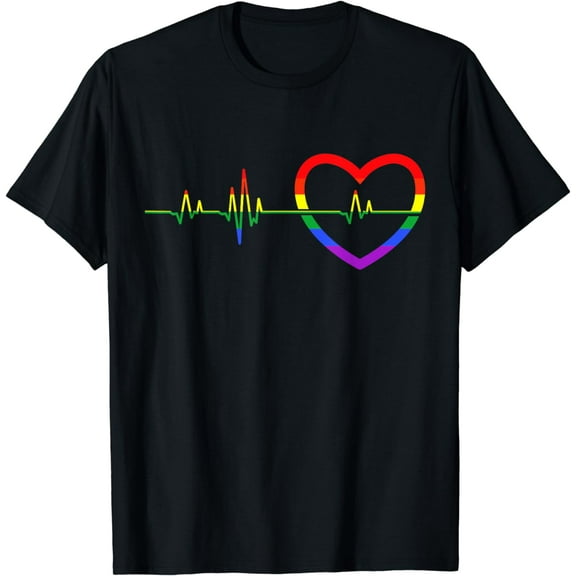 Rainbow Heartbeat LGBTQ T-Shirt
