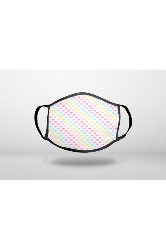 Rainbow Hearts Diagonal Pattern - 3-Ply Reusable Soft Face Mask Covering, Unisex, Cotton Inner Layer