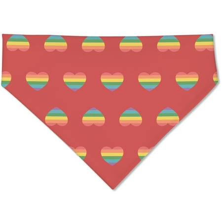 Rainbow Hearts Dog Bandana, Red, M/L