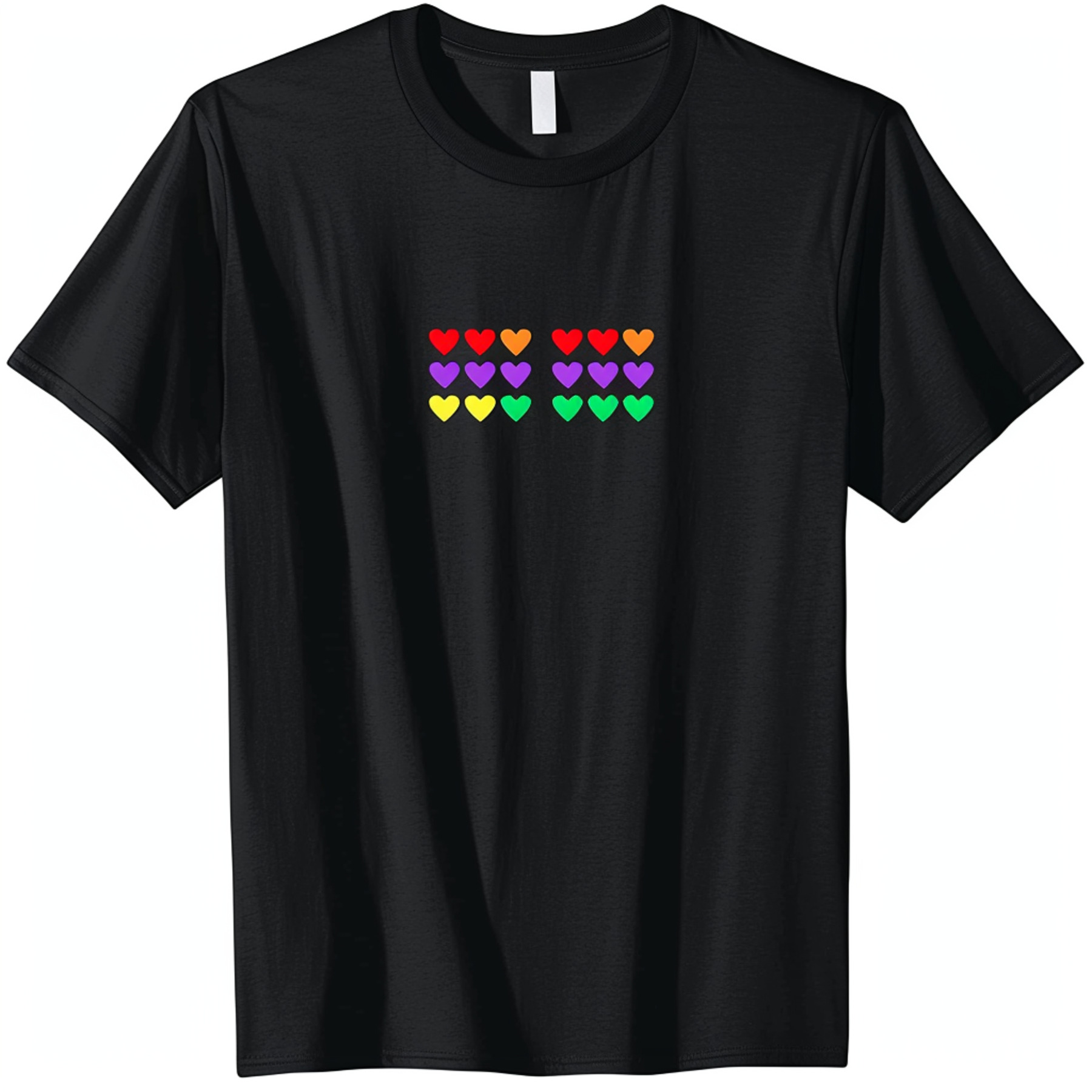 Rainbow Hearts Pride Celebration Black TShirt Minimalist Design LGBTQ+