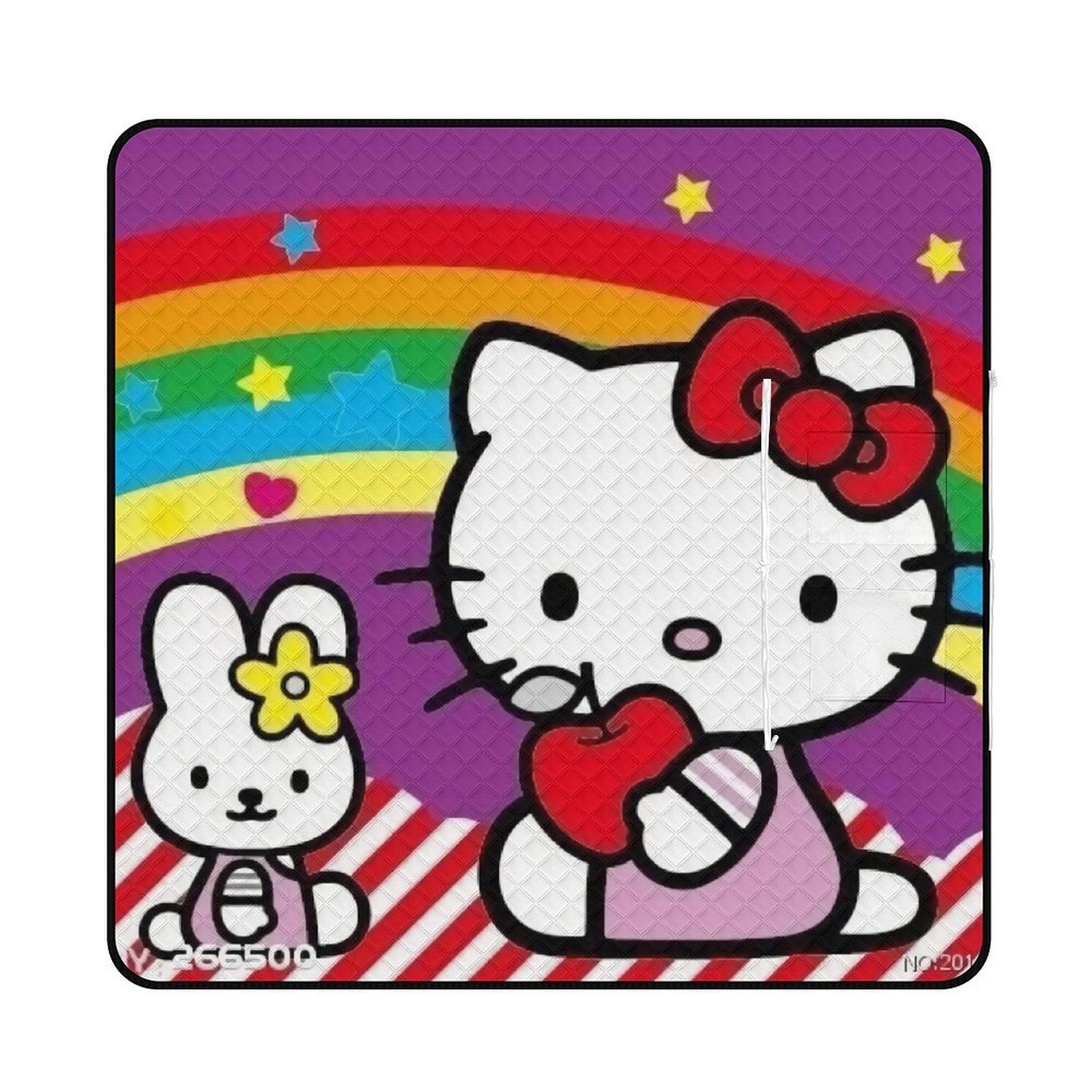 Rainbow Hello Kitty Extra Large Picnic Outdoor Blanket,78 x 78