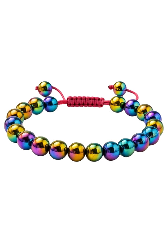 Rainbow Hematite Crystal Bracelet - 8mm Beaded Bracelet and Healing Stones