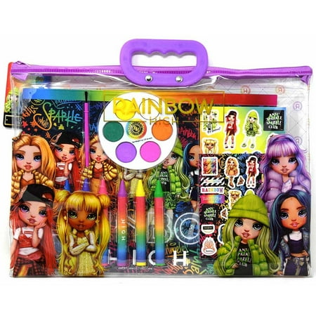 Rainbow High 12pc Stationery in Zipper Tote Set- STICKERS, CRAYONS & MORE!!!