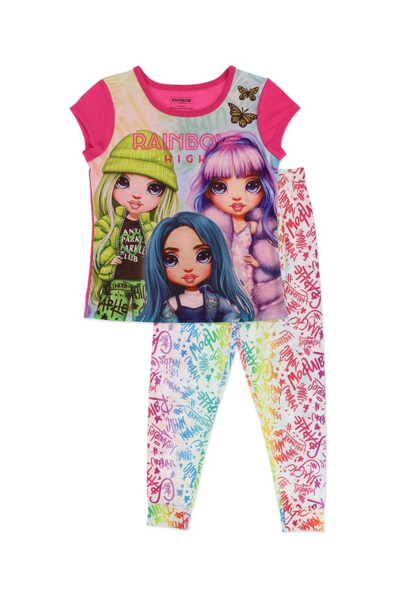 2 Pc Pajama Sleep Set with Top and Jogger Pants, Sizes 4-10