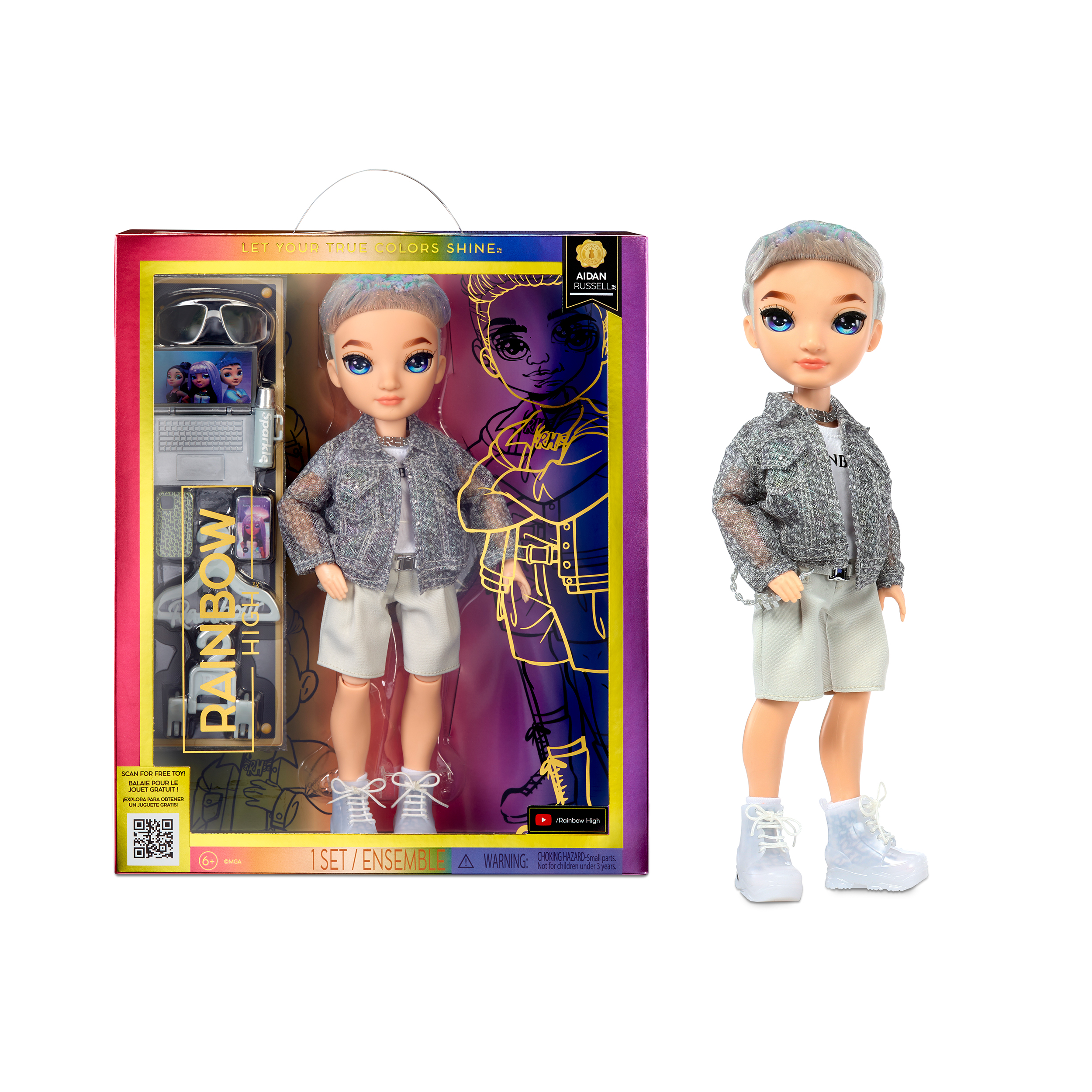 Rainbow High Aidan Purple Boy Fashion Doll Fashionable Outfit 10 Rainbow High Aidan Purple Boy Fashion Doll Fashionable Outfit 10