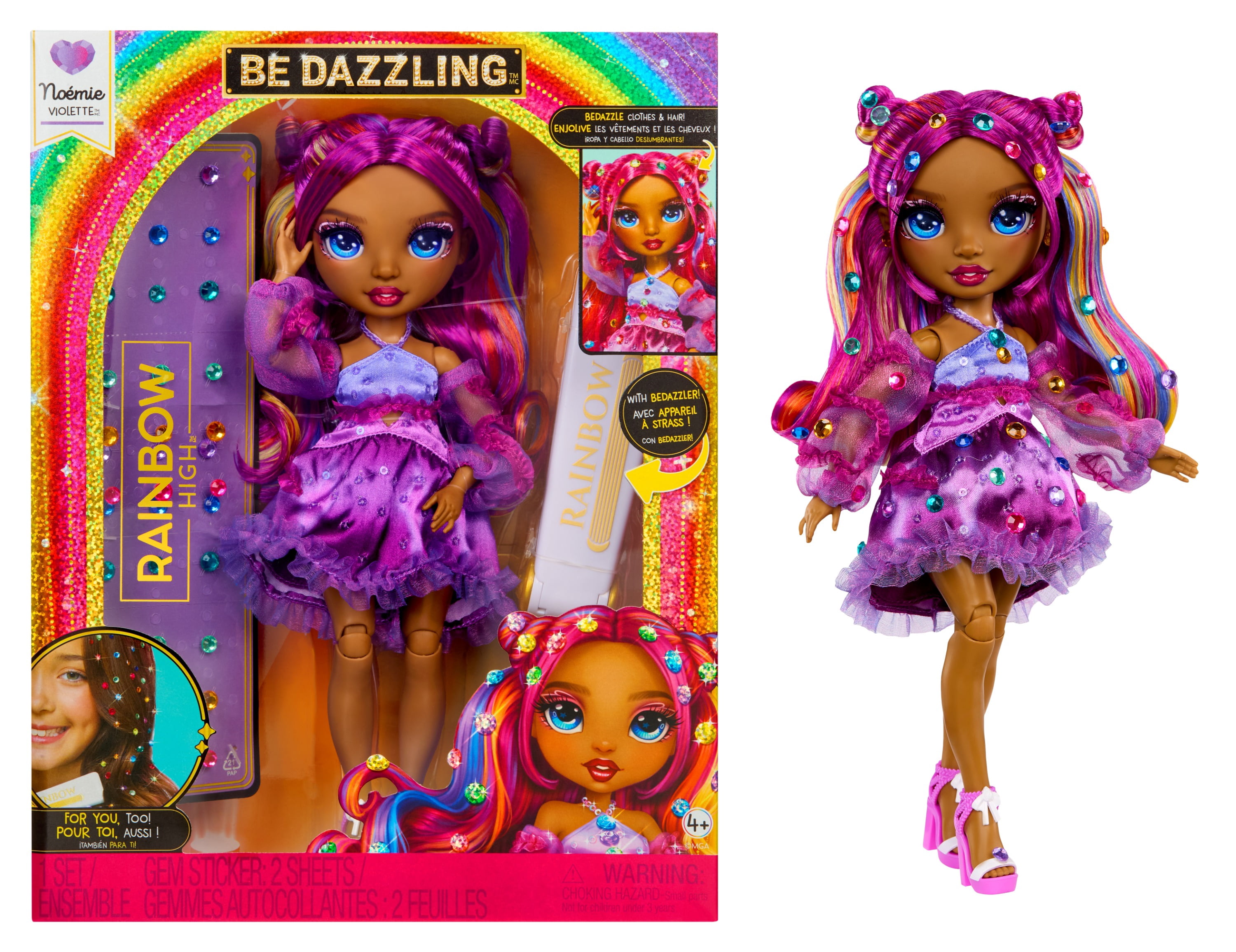 Rainbow High Be Dazzling Fashion Dolls- Noemie Violette (Purple) with Bedazzler Tool and Sparkle Gems