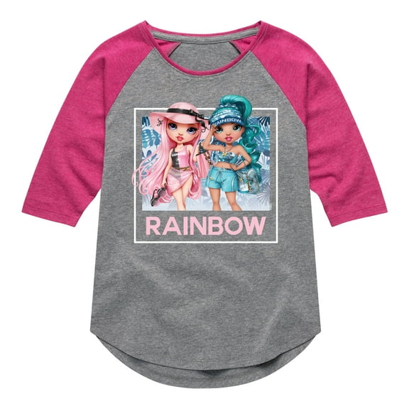 Rainbow High - Blue Leaf Frame - Toddler & Youth Girls Raglan Graphic T-Shirt