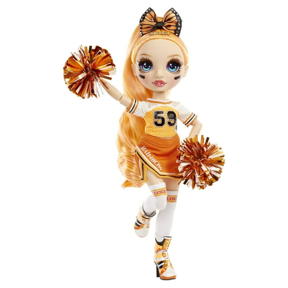Rainbow High Cheer Poppy Rowan – Orange Fashion Doll with Pom Poms, Cheerleader Doll, Toys for Kids 6-12 Years Old