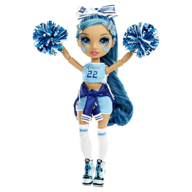Rainbow High Cheer Skyler Bradshaw – Blue Fashion Doll with Pom Poms, Cheerleader Doll, Toys for Kids 6-12 Years Old
