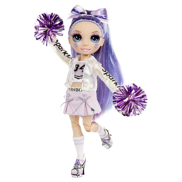 Rainbow High Cheer Violet Willow – Purple Fashion Doll with Pom Poms, Cheerleader Doll, Toys for Kids 6-12 Years Old