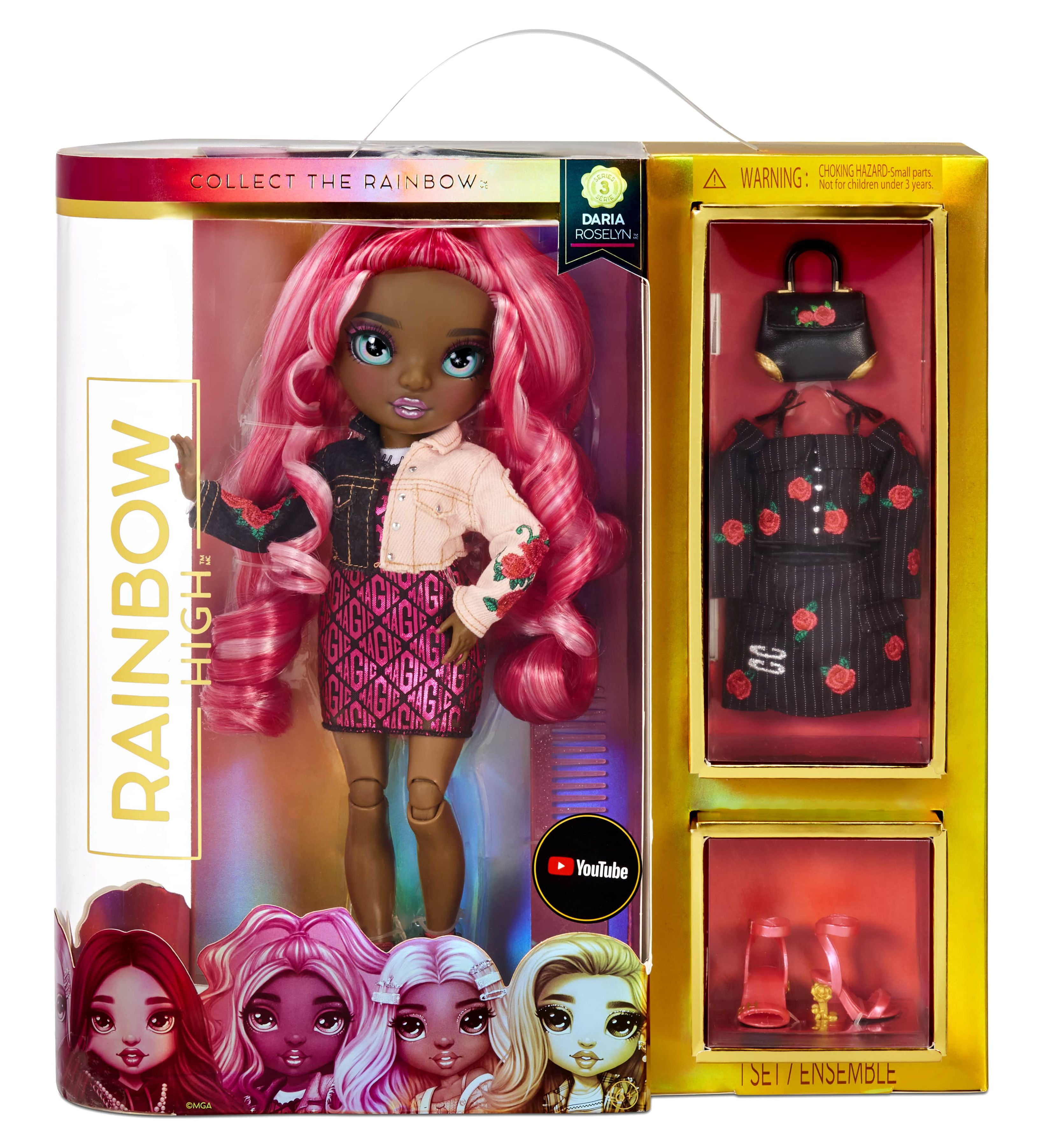 Rainbow High Daria Roselyn Fashion Doll Playset, 10 Pieces