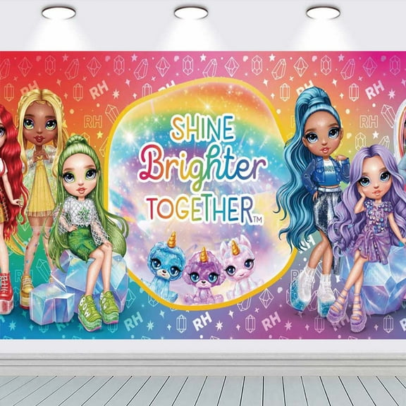 Rainbow High Dolls school Background Banner Birthday Backdrop Party Supplies Taspestry Wall Decor Poster Lover
